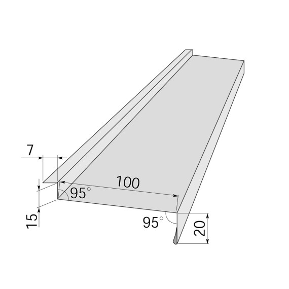 Fönsterbleck underbleck 100mm, mått (mm)